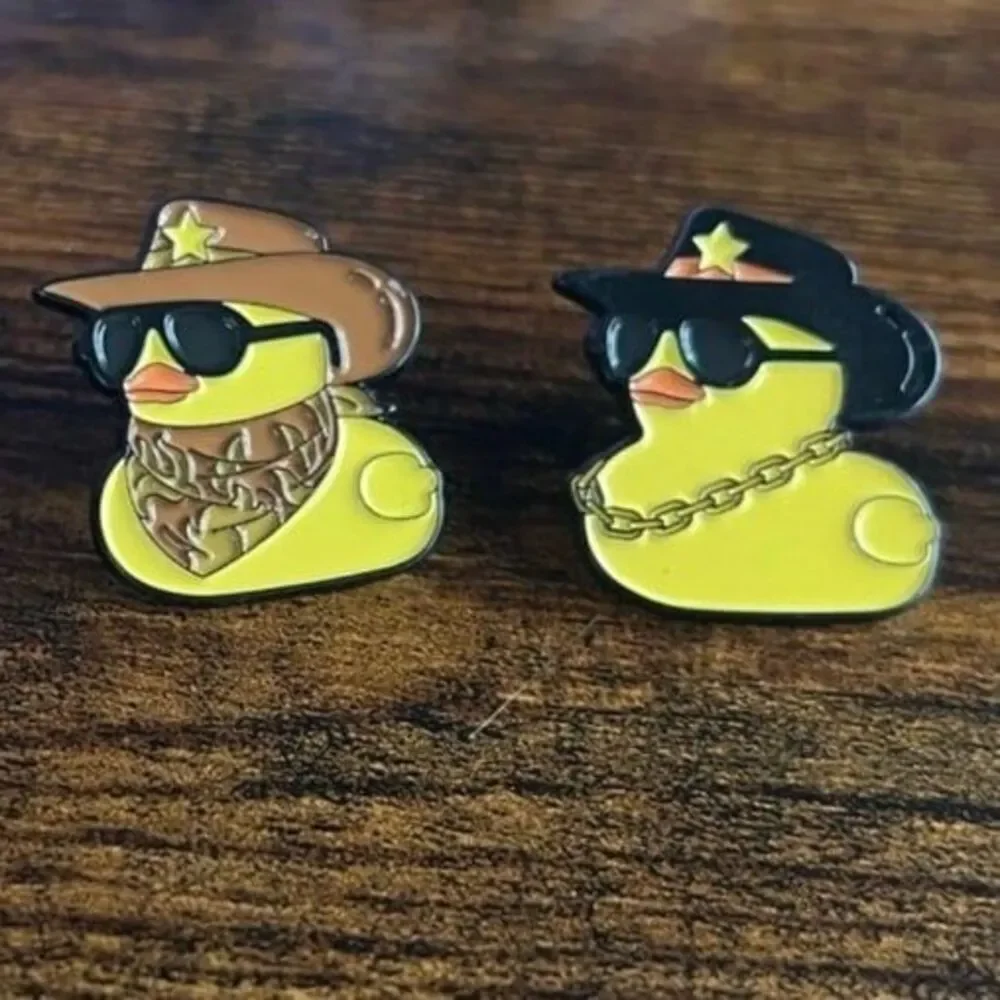 Rubber Duckie Cowboy Sheriff Sunglasses Enamel Pin